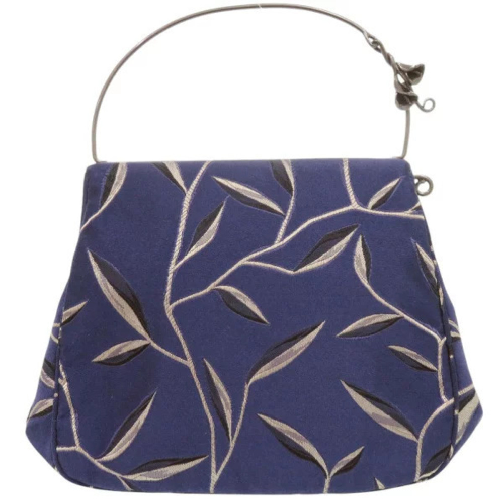 Prada Runway Clasp Silk Navy Blue Handbag